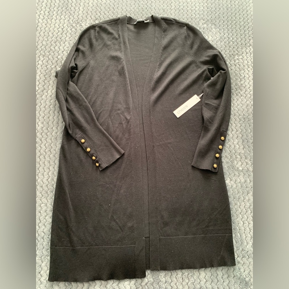 Chico's Black Midi Cardigan Sweater